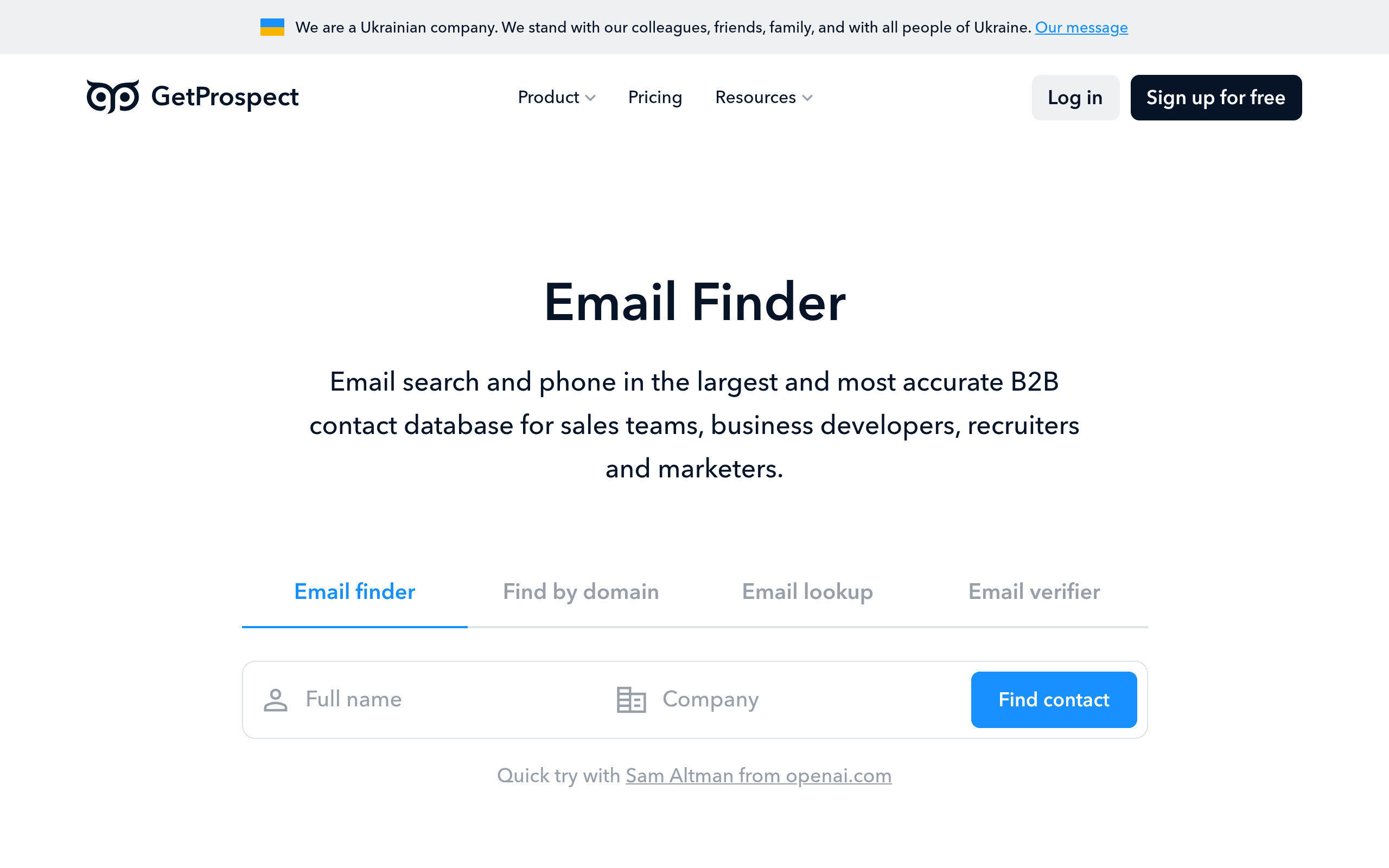 GetProspect — email finder and B2B contact database