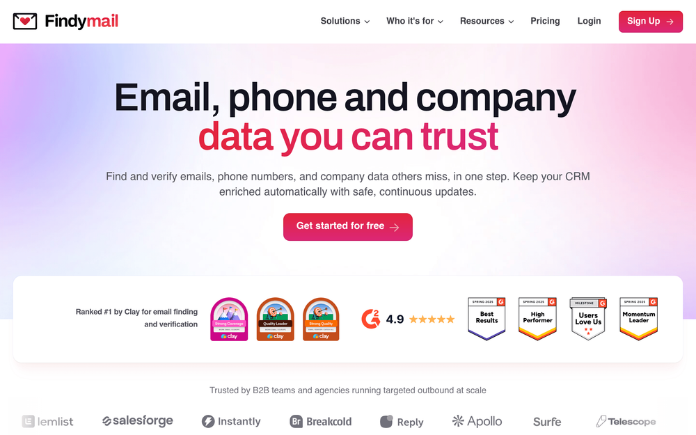 Findymail — find verified B2B emails for cold outreach