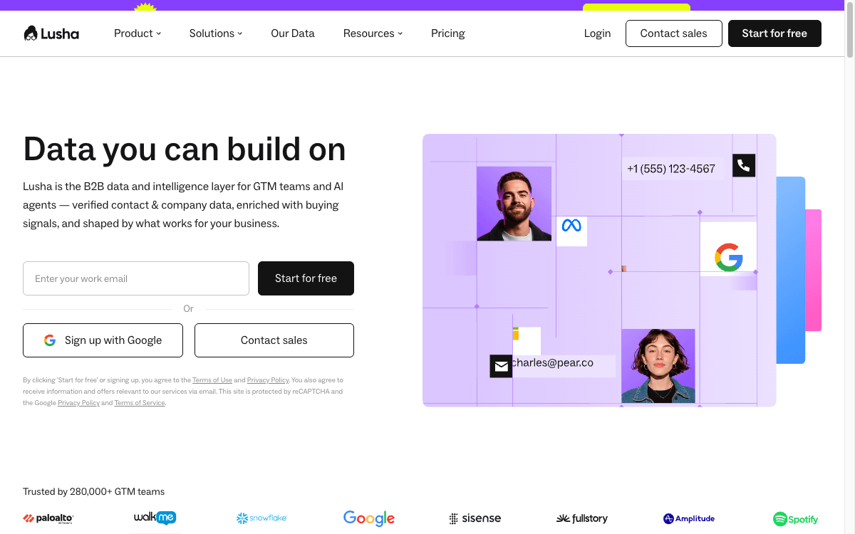 Lusha pricing plans and credit reveals shown on the Lusha Chrome extension